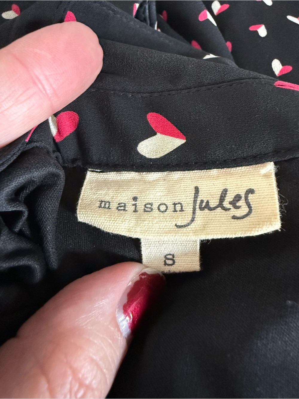 Maison Jules Black Midi Dress with Pink Heart Print - Picture 11 of 12
